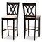 Baxton Studio Calista Sand Upholstered and Espresso Wood 2-Piece Bar Stool Set 167-10853 - alternate 1
